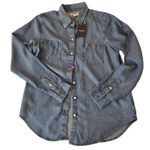 NWT Lucky Brand Womens Tencil Long Sleeve Button Down Shirt Blue Size Small